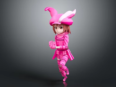Pink Horned Character In Full Pink Outfit Holding Pink Ball Figure Design 3d model