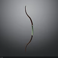 Traditional Wooden Bow Weapon With Green Grip And Brown Curved Design For Archery
