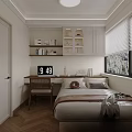 Elegant Modern Walk-in Closet Interior With White Cabinets Glass Doors Dressing Table And Herringbone Floor