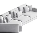 Light Gray Modern Sectional Sofa With Comfortable Cushions For Living Room 3d model