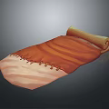 Rolled Up Orange And Beige Soft Household Cloth With Stitched Edges
