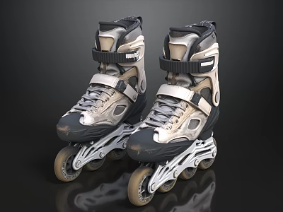 Professional Adult Inline Skates With Black Gray Design And Durable Wheels 3d model