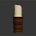 Rustic Candle Lamp Design With Tall Textured Candle On Brick Base