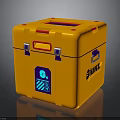 Orange Storage Box With Purple Accents SAIME Brand Latches Handle Icon And Text