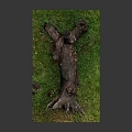 Rustic Natural Wooden Log On Green Mossy Grass Decorative Base