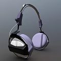 Modern Over Ear Headphones With Purple Black Design Silver Headband And Soft Ear Cups
