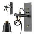 Modern Wall Sconce with Black Metal Body and Gold Accent Minimalist Design