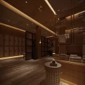 Wooden Locker Room Interior With Spacious Corridor And Warm Ambient Lighting
