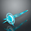 Modern Industrial Equipment With Blue Illuminated Circular Structure And Streamlined Spikes