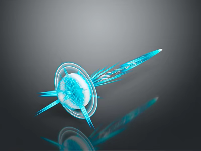 Modern Industrial Equipment With Blue Illuminated Circular Structure And Streamlined Spikes 3d model