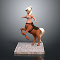 Game and Movie Female Centaur Character with Blonde Hair and Brown Outfit on Marble Base