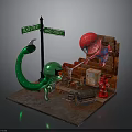 Spider Man Green Monster With Broad Main Street Signs Red Fire Hydrant Brick Wall Street