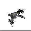 Sci Fi Spaceship Game Movie Character With Metallic Body And Multiple Engines