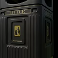 Public Facility Litter Bin With Black Exterior Litter Sign And Icon