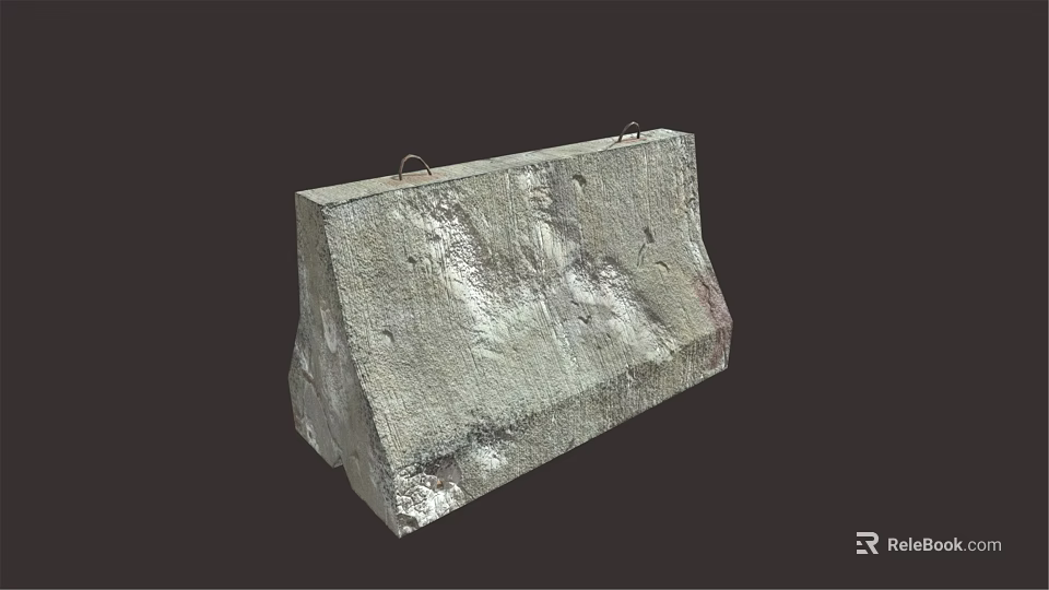 Concrete Barrier With Textured Surface And Metal Loops On Top 3d model 
