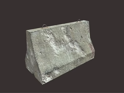 Concrete Barrier With Textured Surface And Metal Loops On Top 3d model