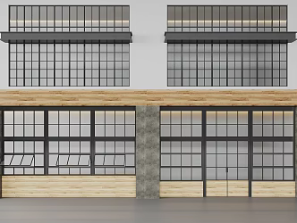 Curtain wall wrought iron glass doors and windows 3d model