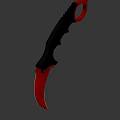 Karambit Knife With Red Sharp Blade And Black Ergonomic Handle Design 3d model