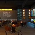 Modern Sports Bar Interior With Wine Racks TV Neon Sign And Seating