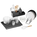 Essential Kitchenware Collection With Dish Rack Glassware Bowls And Utensils
