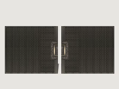 Pair of Dark Textured Panels With Ornate Clasp And Classic Design 3d model