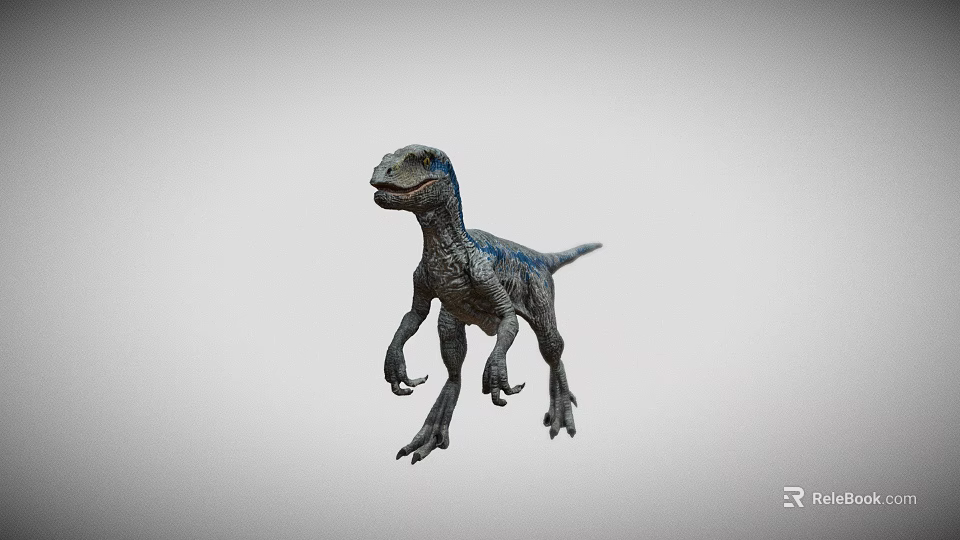Realistic Gray Blue Dinosaur Model in Standing Pose with Detailed Features 3d model 