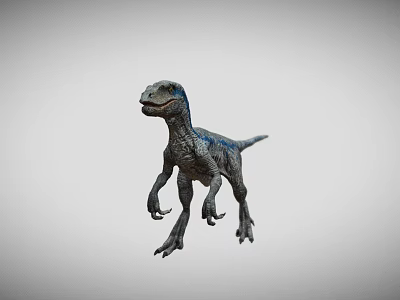 Realistic Gray Blue Dinosaur Model in Standing Pose with Detailed Features 3d model