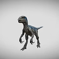Realistic Gray Blue Dinosaur Model in Standing Pose with Detailed Features