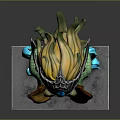Mythical Female Creature Bust Featuring Green Skin Elaborate Headpiece Blue Gemstones And Wave Base