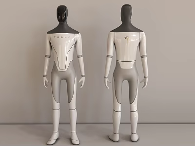 Game Movie Character Model With White Gray Body Black Head Standing Pose On Gray Background 3d model