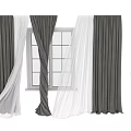 Dark Velvet And White Sheer Double Layer Curtains For Elegant Living Room Window