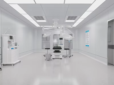 Hospital Outpatient Operating Room With Medical Equipment 3d model