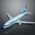 Blue And White SARENA Airplane Model With Gray Background And Reflective Surface 3d model
