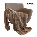 Cozy Scandinavian Accent Chair With Gray Button Tufted Design Brown Fur Throw And Gold Legs