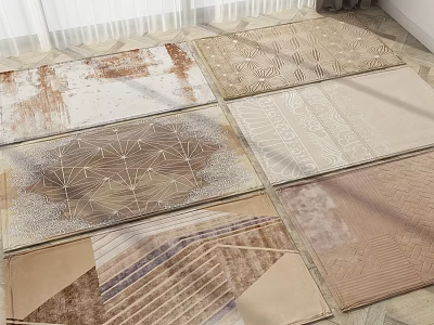 Square Rugs With Geometric Abstract And Textured Designs In Neutral Tones For Home Decor 3d model