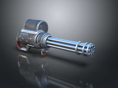 Multiple Barrel Rotating Machine Gun With Metal Body And Motor Driven Mechanism 3d model