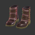 Stylish Black Leather Boots With Decorative Metal Studs And Strappy Design Details