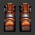 Red Leather Boots With Metal Buckles And Sturdy Sole For Daily Wear