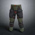 Utility Cargo Trousers With Multiple Pockets Green Gray And Orange Accents For Casual Daily Wear