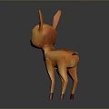 Orange Deer 3D Model With Big Ears Big Eyes And Pink Legs On Gray Background