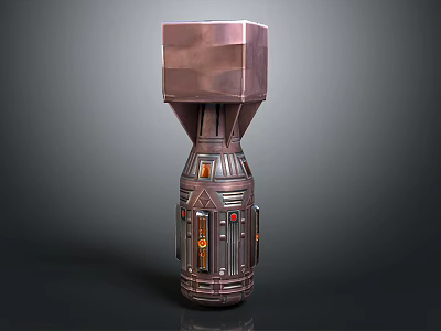 Industrial Metallic Device With Square Top Cylindrical Body And Control Panel Indicators 3d model