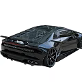 Black Sports Car with Sleek Aerodynamic Body Large Alloy Wheels Rear Spoiler and Modern Design