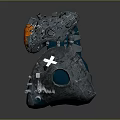 Detailed Mechanical Biomechanical Character With Armored Body And Glowing Orange Blue Features