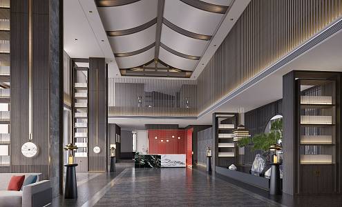 New Chinese Hall Club Lobby 3d model