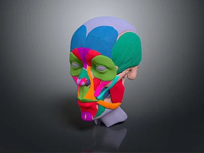 Colorful Facial Muscles Anatomical Model With Detailed Structure And Educational Use 3d model