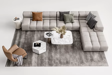 Modern sofa coffee table combination 3d model