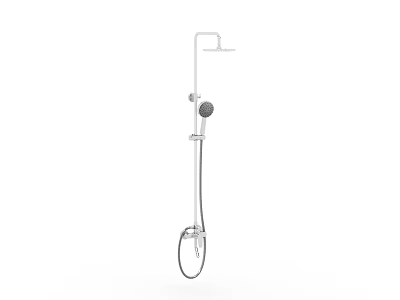 Modern Stainless Steel Shower Head System With Rainfall And Handheld Sprayers 3d model