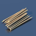 Stack Of Wooden Pencils With Colored Tips On Blue Background Surface 3d model