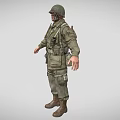 Man in Full Military Uniform With Helmet Tactical Gear and Boots Standing Pose
