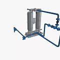 Industrial Dual Tank Air Dryer System with Blue Pipes Gauges and Control Panel